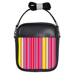 Stripes Colorful Background Girls Sling Bags by Simbadda