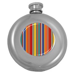 Stripes Background Colorful Round Hip Flask (5 Oz)