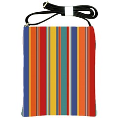 Stripes Background Colorful Shoulder Sling Bags by Simbadda