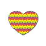 Colorful Zigzag Stripes Background Rubber Coaster (Heart)  Front