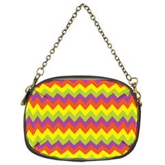 Colorful Zigzag Stripes Background Chain Purses (one Side)  by Simbadda