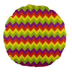 Colorful Zigzag Stripes Background Large 18  Premium Round Cushions by Simbadda