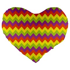 Colorful Zigzag Stripes Background Large 19  Premium Heart Shape Cushions by Simbadda