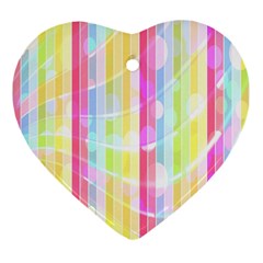 Abstract Stripes Colorful Background Heart Ornament (two Sides)