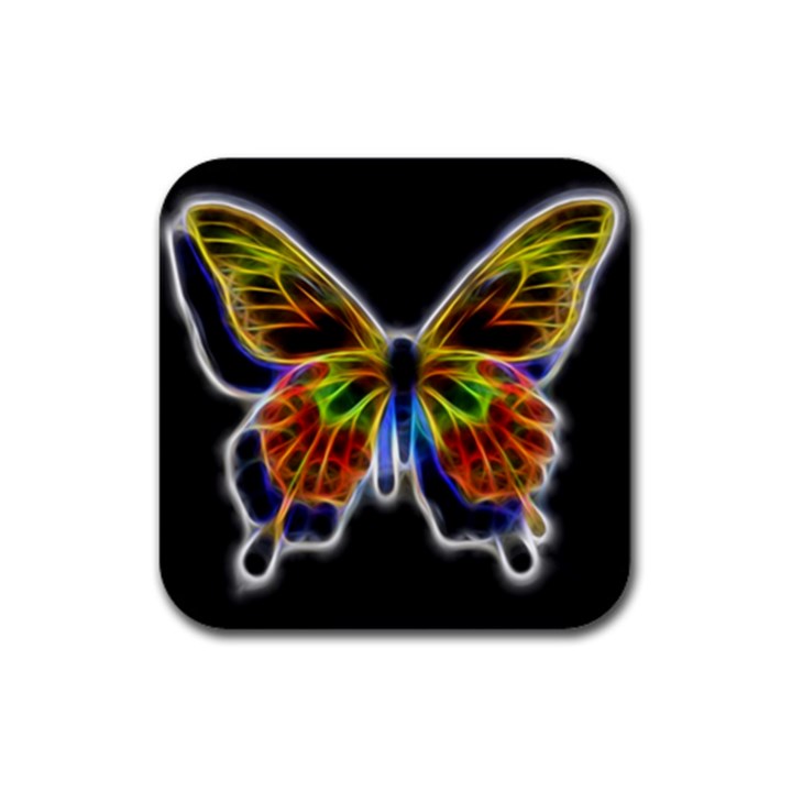 Fractal Butterfly Rubber Square Coaster (4 pack) 