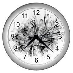 Fractal Black Flower Wall Clocks (silver) 