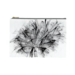 Fractal Black Flower Cosmetic Bag (large)  by Simbadda