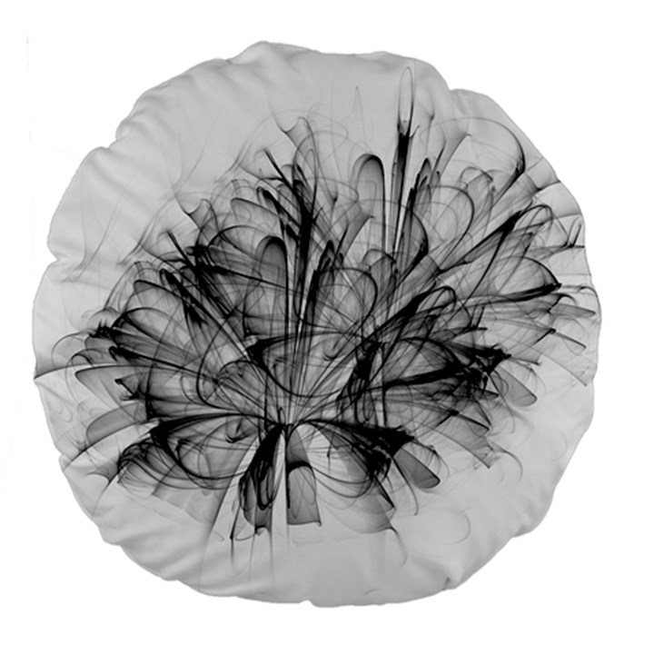 Fractal Black Flower Large 18  Premium Round Cushions