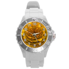 Yellow Flower Round Plastic Sport Watch (l) by Simbadda