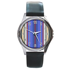 Colorful Stripes Round Metal Watch