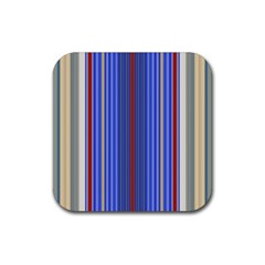 Colorful Stripes Rubber Coaster (square)  by Simbadda