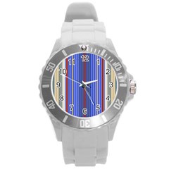 Colorful Stripes Round Plastic Sport Watch (L)