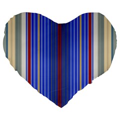 Colorful Stripes Large 19  Premium Flano Heart Shape Cushions