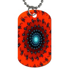 Red Fractal Spiral Dog Tag (one Side)