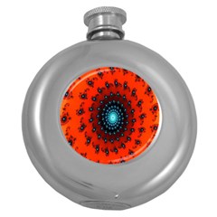 Red Fractal Spiral Round Hip Flask (5 Oz)