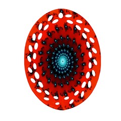 Red Fractal Spiral Oval Filigree Ornament (two Sides) by Simbadda