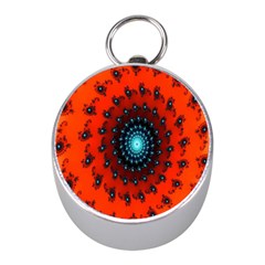 Red Fractal Spiral Mini Silver Compasses by Simbadda