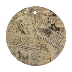 Vintage Newspaper  Round Ornament (two Sides) by Valentinaart