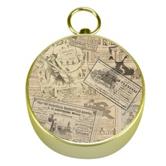 Vintage Newspaper  Gold Compasses by Valentinaart