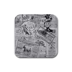 Vintage Newspaper  Rubber Square Coaster (4 Pack)  by Valentinaart