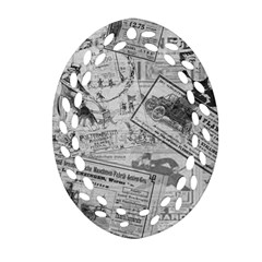 Vintage Newspaper  Oval Filigree Ornament (two Sides) by Valentinaart