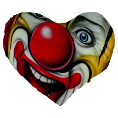 Clown Large 19  Premium Flano Heart Shape Cushions