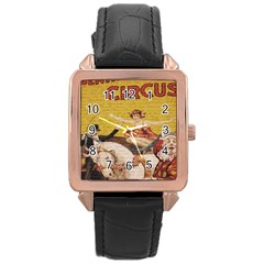 Vintage Circus  Rose Gold Leather Watch  by Valentinaart