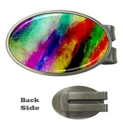 Abstract Colorful Paint Splats Money Clips (oval)  by Simbadda