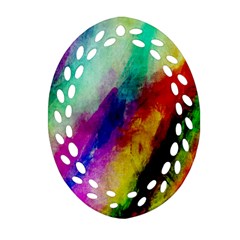 Abstract Colorful Paint Splats Ornament (oval Filigree)