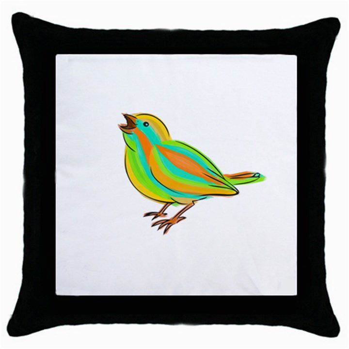 Bird Throw Pillow Case (Black)