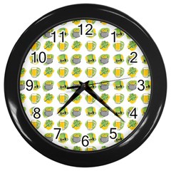 St Patrick S Day Background Symbols Wall Clocks (Black)