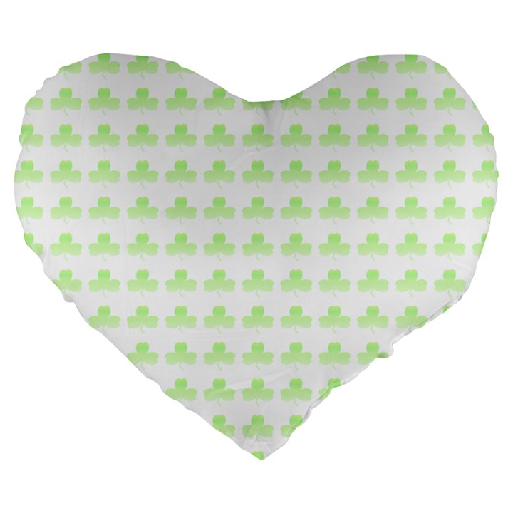 Shamrock Irish St Patrick S Day Large 19  Premium Flano Heart Shape Cushions