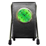 Shamrock Green Pattern Design Pen Holder Desk Clocks Front