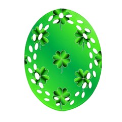 Shamrock Green Pattern Design Ornament (oval Filigree) by Simbadda