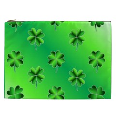 Shamrock Green Pattern Design Cosmetic Bag (xxl)  by Simbadda