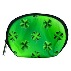 Shamrock Green Pattern Design Accessory Pouches (medium) 