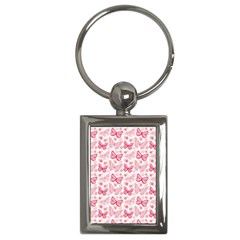 Cute Pink Flowers And Butterflies Pattern  Key Chains (rectangle)  by TastefulDesigns