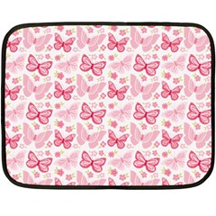 Cute Pink Flowers And Butterflies Pattern  Double Sided Fleece Blanket (mini) 