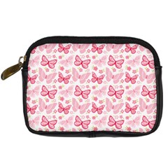 Cute Pink Flowers And Butterflies Pattern  Digital Camera Cases by TastefulDesigns