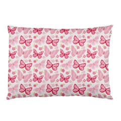 Cute Pink Flowers And Butterflies Pattern  Pillow Case (two Sides)