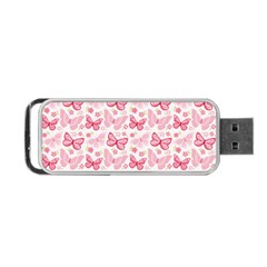 Cute Pink Flowers And Butterflies Pattern  Portable Usb Flash (one Side) by TastefulDesigns