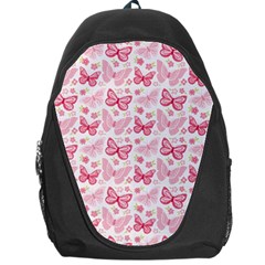 Cute Pink Flowers And Butterflies Pattern  Backpack Bag by TastefulDesigns