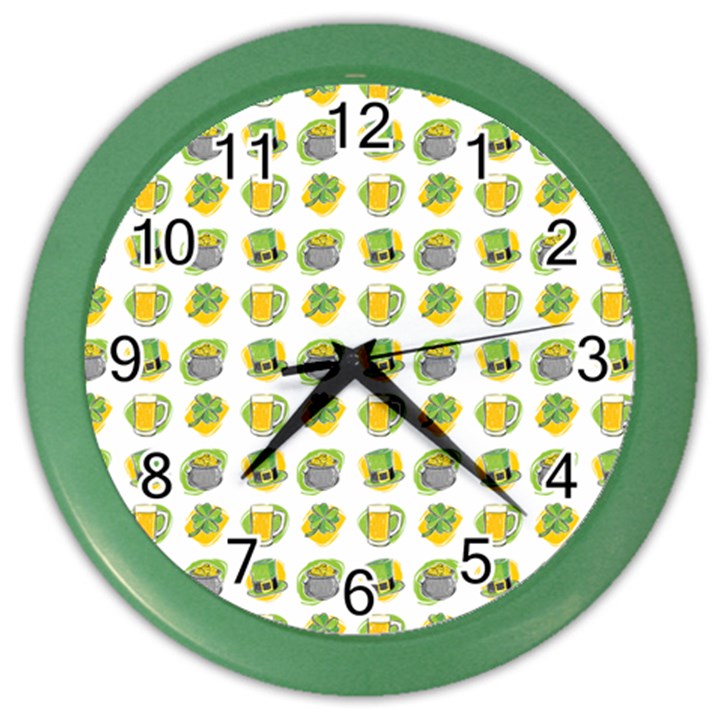 St Patrick S Day Background Symbols Color Wall Clocks