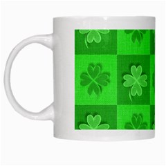 Fabric Shamrocks Clovers White Mugs by Simbadda