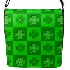 Fabric Shamrocks Clovers Flap Messenger Bag (s) by Simbadda