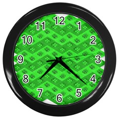 Shamrocks 3d Fabric 4 Leaf Clover Wall Clocks (black)