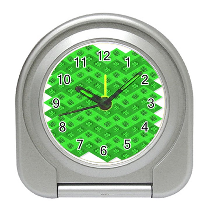 Shamrocks 3d Fabric 4 Leaf Clover Travel Alarm Clocks