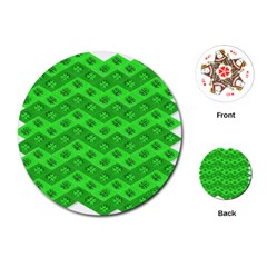 Shamrocks 3d Fabric 4 Leaf Clover Playing Cards (round)  by Simbadda