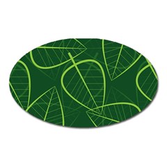 Vector Seamless Green Leaf Pattern Oval Magnet