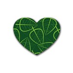 Vector Seamless Green Leaf Pattern Rubber Coaster (Heart)  Front